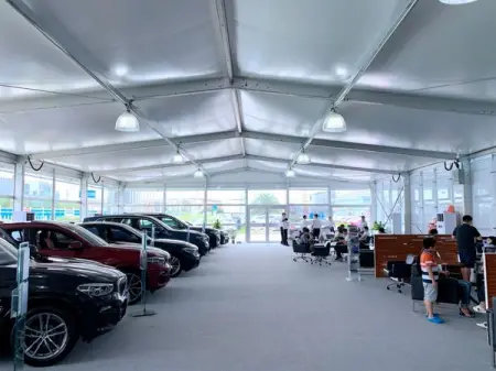 Cube structure tent is good choice for you to arrange a car show. 100 large inte