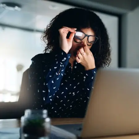 Worker wellbeing tip 5

Avoid eye fatigue.
Eye fatigue can cause you to s