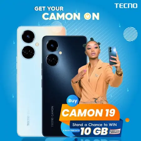 Get your CAMON 19 On-Nonstop with the 10GB Data up for grabs when you buy the 