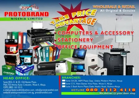 Protobrand Nigeria Limited is a Computer  Accessories, Stationery, Office Equip