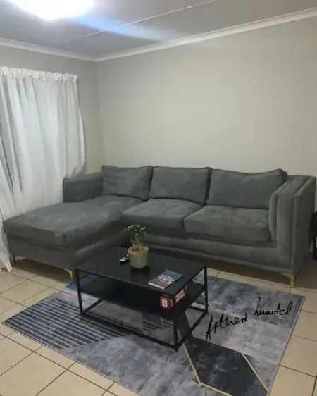 ....done and delivered . Our popular Nicole Porsh modern corner couch. L